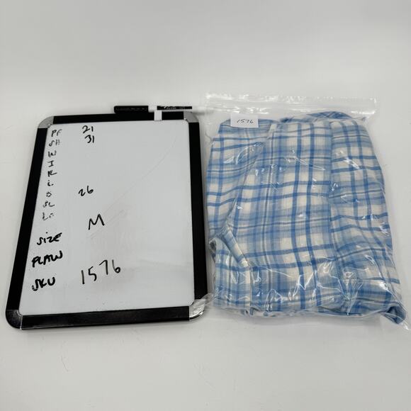 Vineyard Vines Shirt Mens Medium Blue Plaid Linen Button Down Classic Fit Tucker - Picture 7 of 7